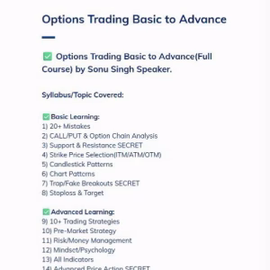Sonu Singh Speaker Trading Course Option Trading Basic to Advance